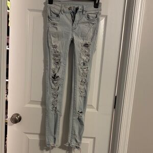 American Eagle Outfitters Light Blue Ripped Skinny Jeans
